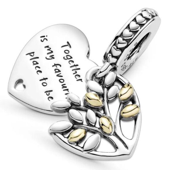 Pandora Family tree sterling silver and 14k dangle Charm - Picture 4 of 4